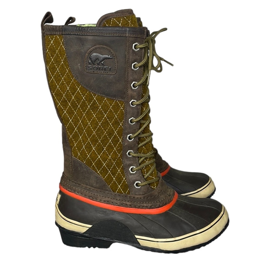 SOREL WOMENS SORELLI WINTER SNOW / RAIN WATERPROOF CALF HIGH QUILTED BOOT SZ 7